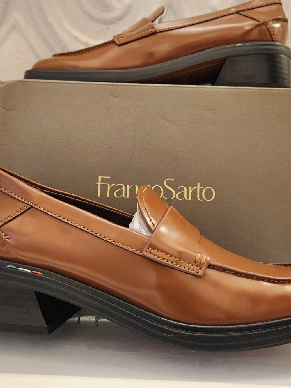 Franco Sarto "Gabriella" Brown patent Loafers. NIB. Size: Various